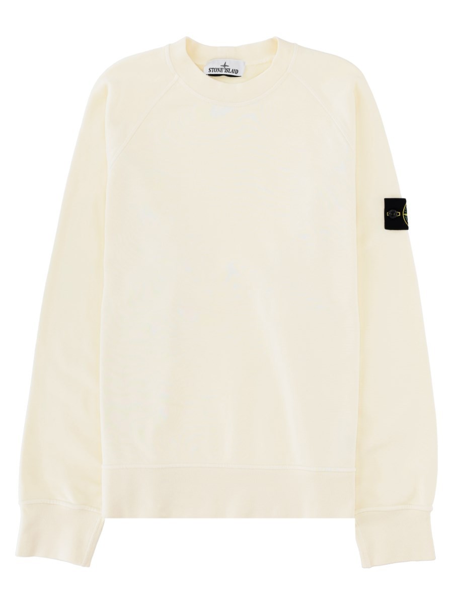 Stone Island - Cotton Sweatshirt with Logo Patch Ivory