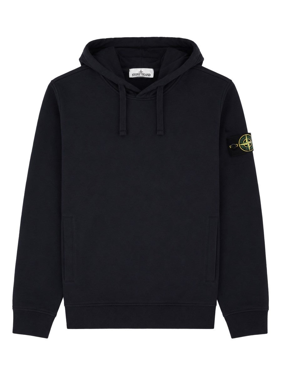Stone Island -Regular-fit Cotton Hoodie Blue