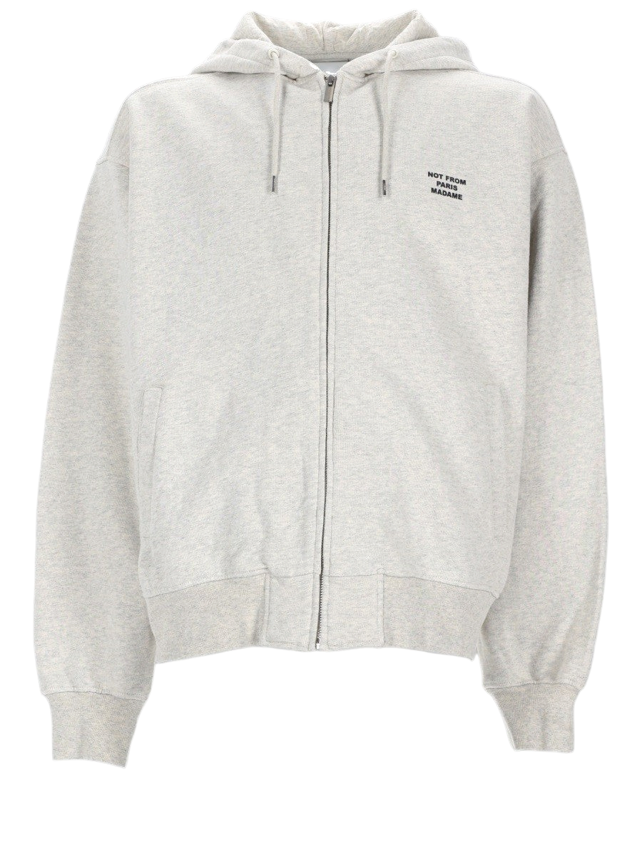 Drole De Monsieur -Zip-up Cotton Hoodie