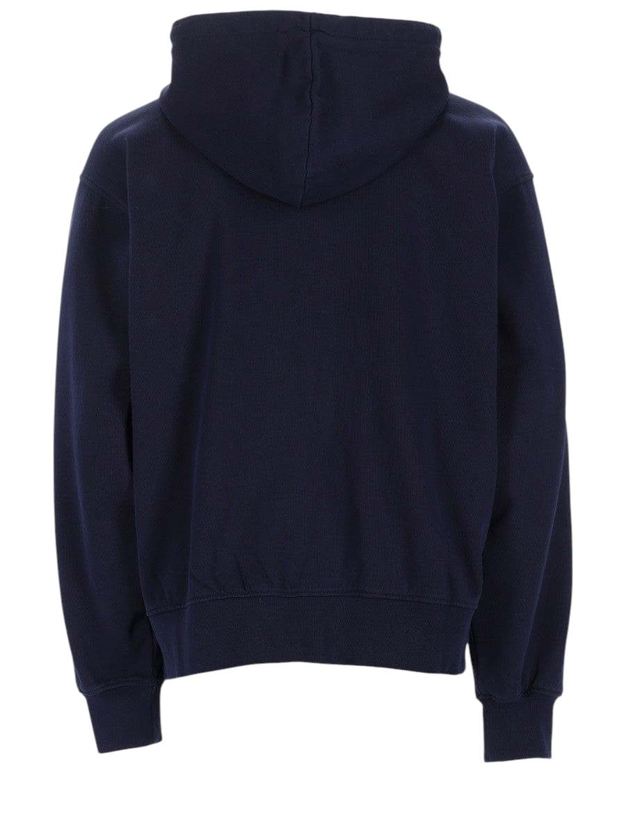Drole De Monsieur - FELPA CON ZIP E CAPPUCCIO Blue