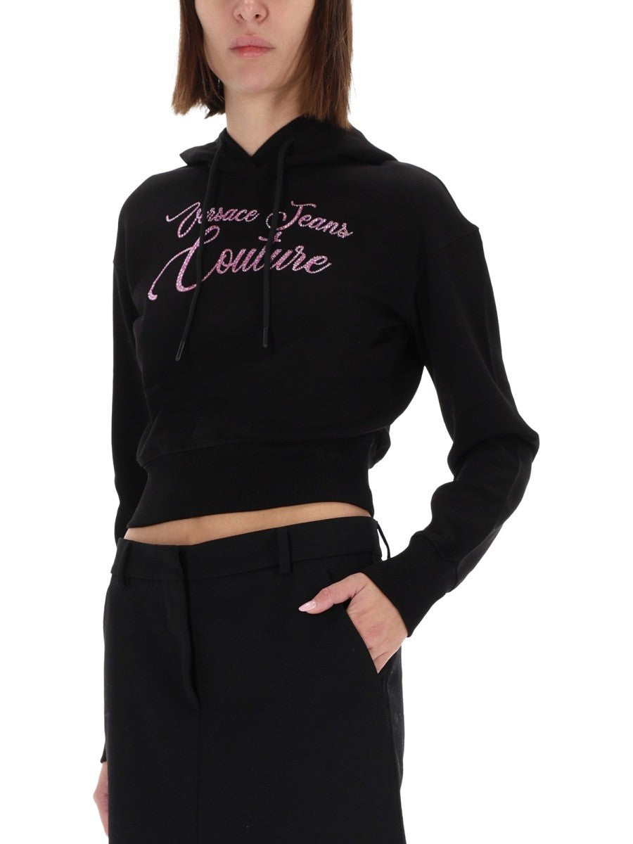 Versace Jeans Couture - FELPA CROPPED CON LOGO