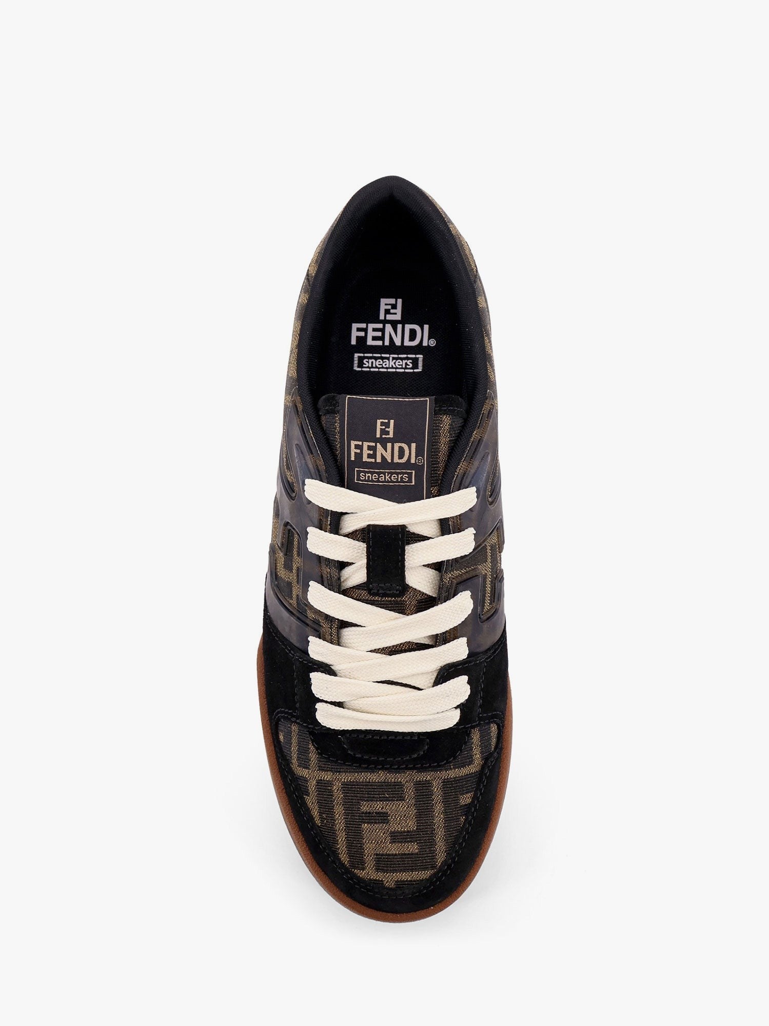 Fendi Match low-top FF jacquard fabric and suede sneakers