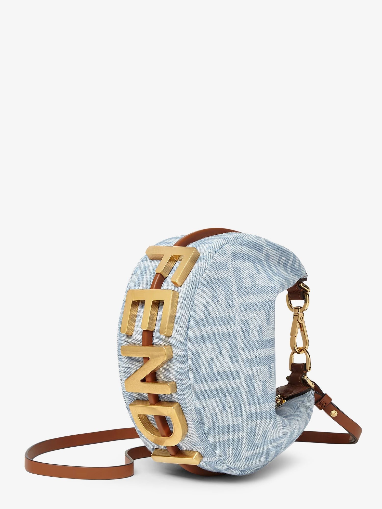 Fendi - Fendigraphy Mini denim handbag with all-over FF logo
