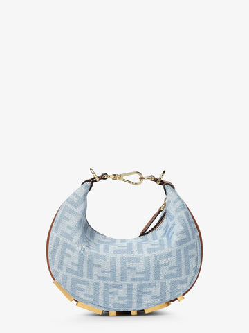 Fendi - Fendigraphy Mini denim handbag with all-over FF logo
