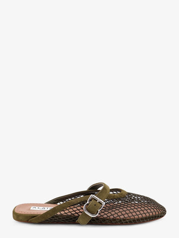 ALAIA - Fishnet mesh and leather sandals
