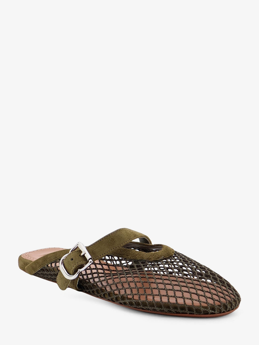 ALAIA - Fishnet mesh and leather sandals fishnet-mesh-and-leather-sandals