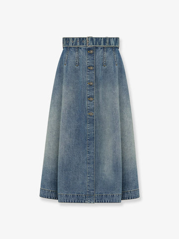 Flared midi denim skirt