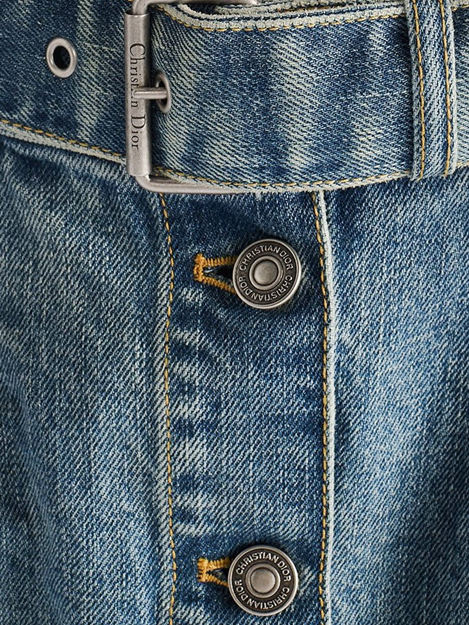 Flared midi denim skirt