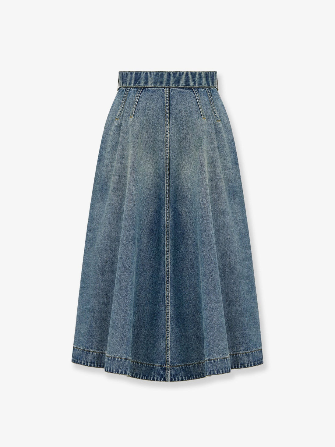 Flared midi denim skirt