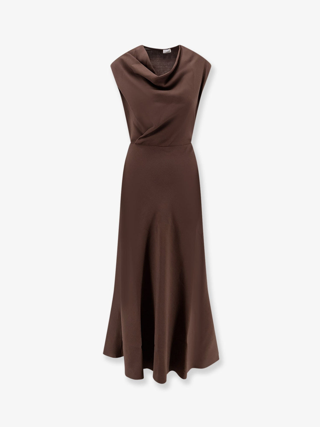 Brunello Cucinelli - Flared Twill Fluid virgin wool dress Chocolate