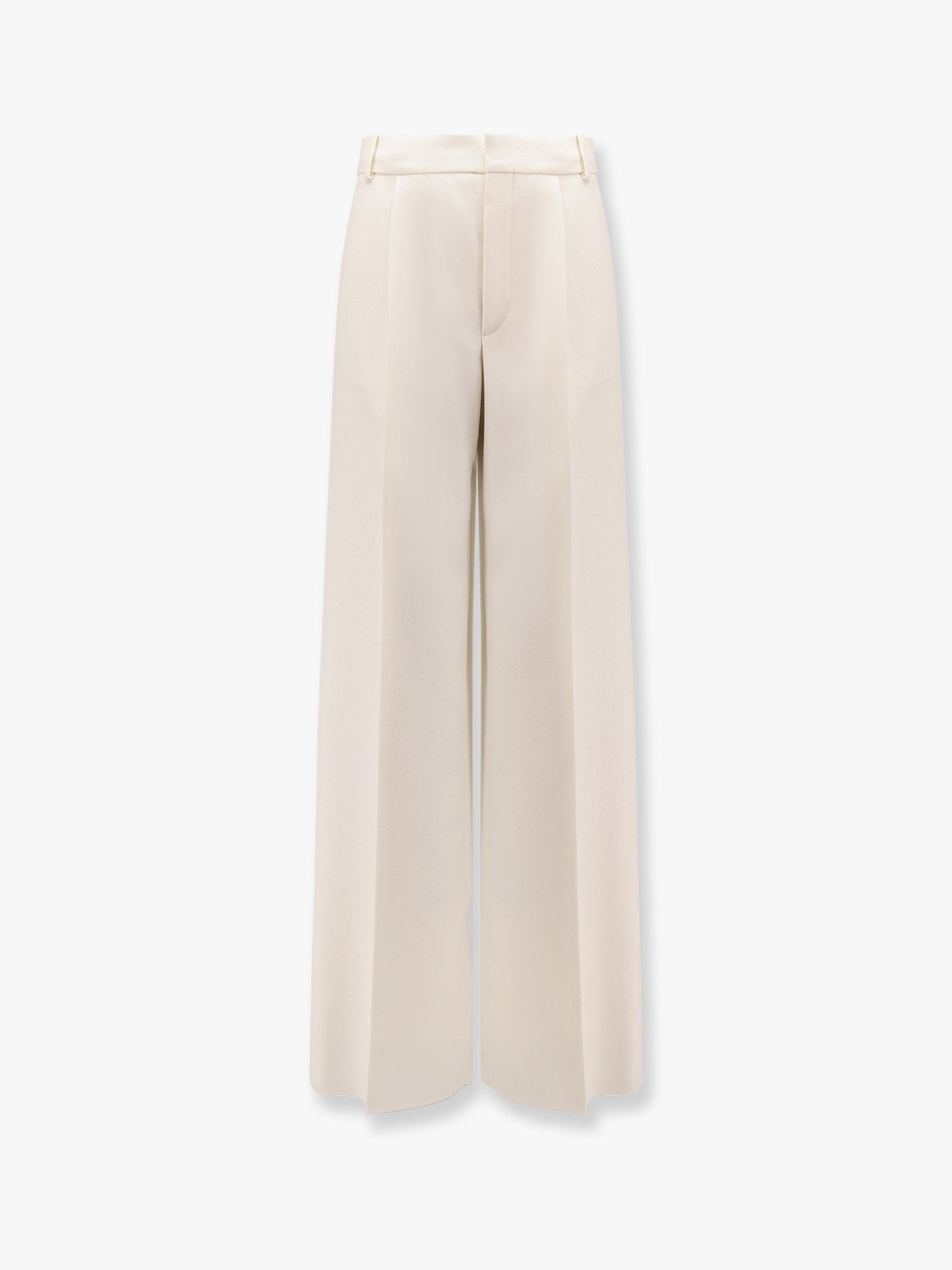 Flared virgin wool and silk trousers