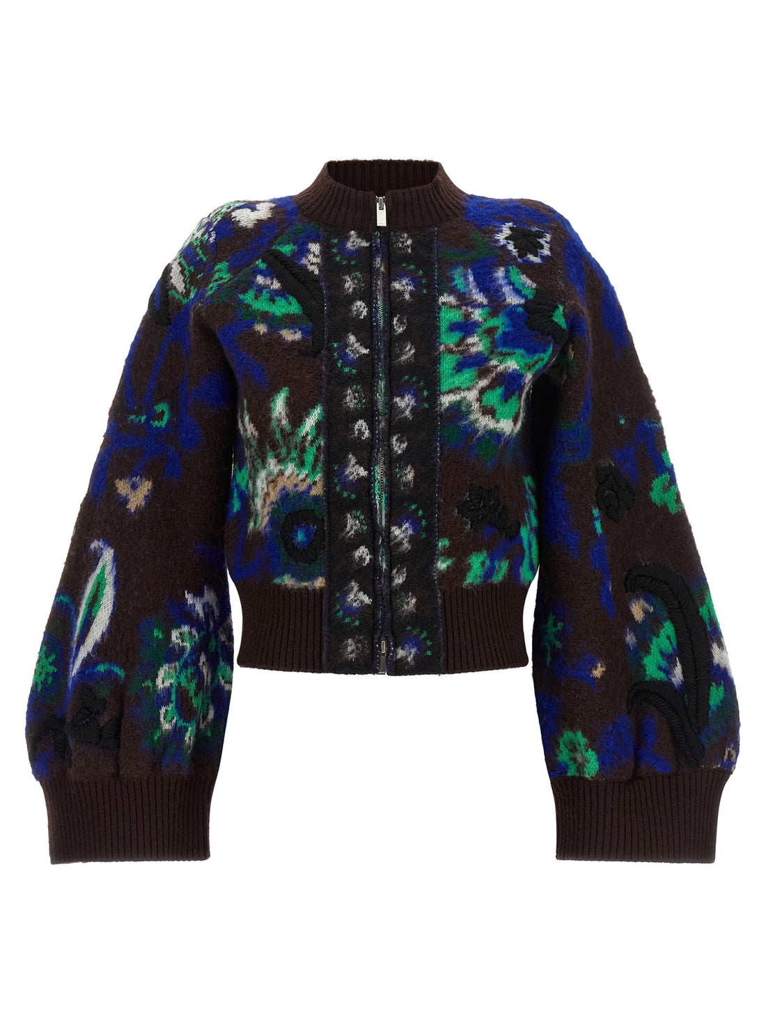 SACAI - Floral jacquard blouson Brown 2