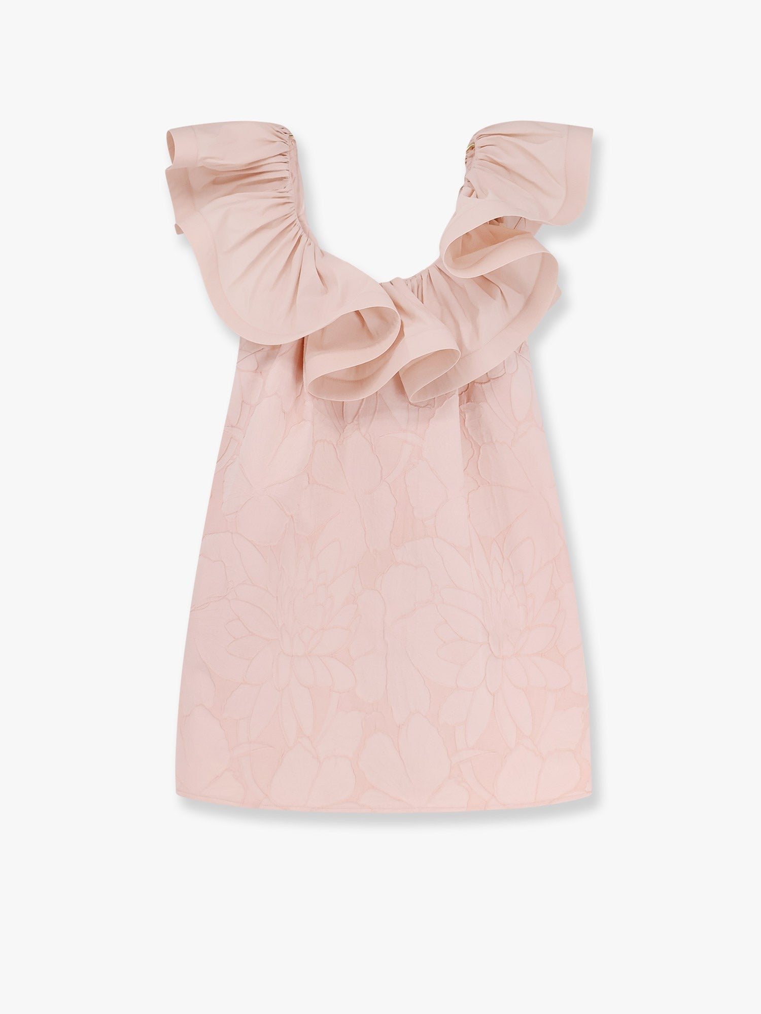 Floral jacquard mini dress with ruches