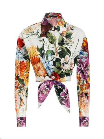 FLOWER BOUQUET PRINT POPLIN SHIRT