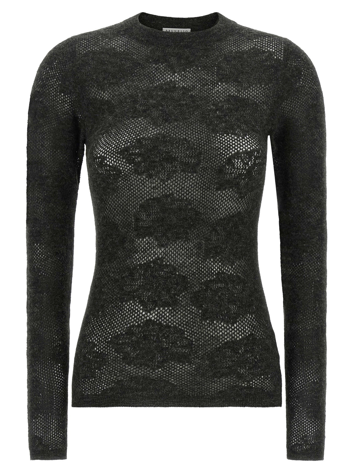 Brunello Cucinelli - 'Flower Lace' sweater gray S