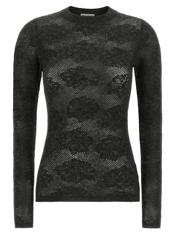 Brunello Cucinelli - 'Flower Lace' sweater gray S