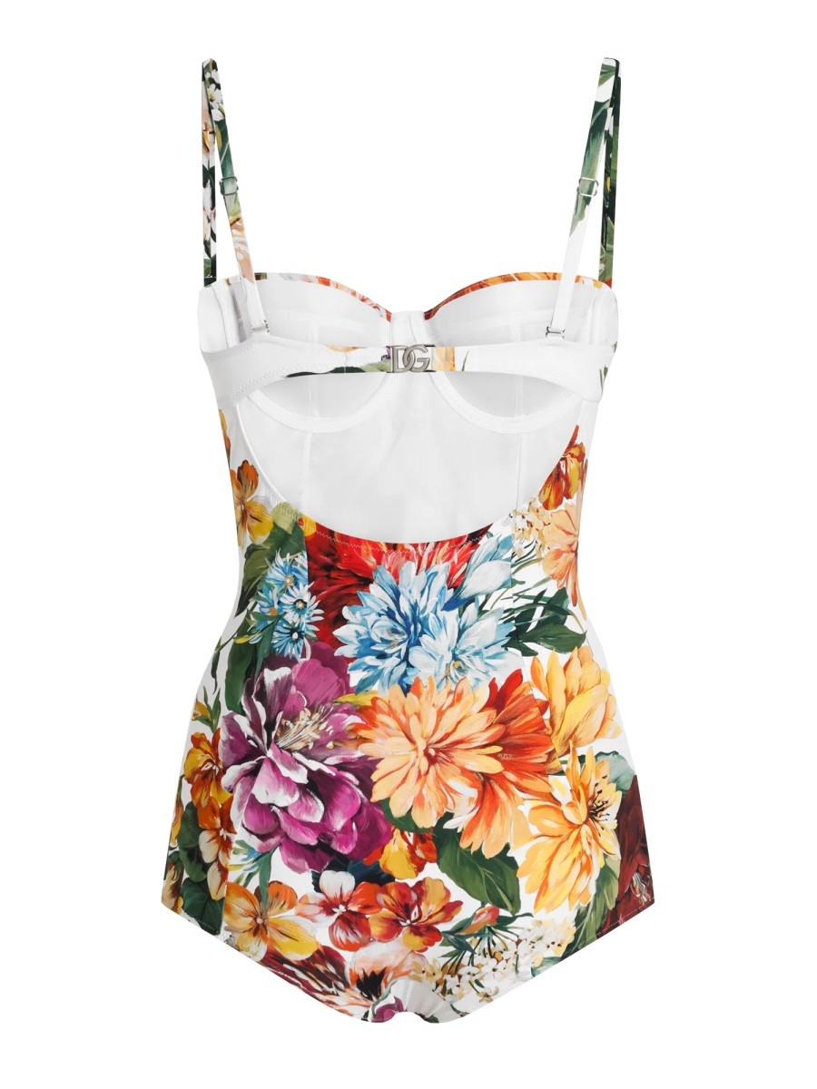 FLOWER PRINT PADDED BALCONETTE ONE PIECE SWIMSUIT
