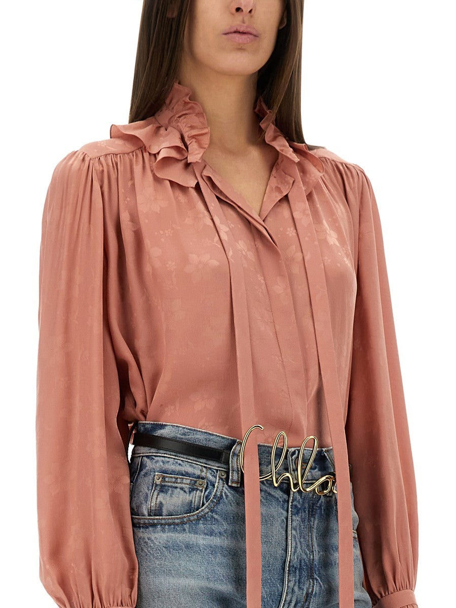CHLOÉ CHLOÉ - FLUID SILK JACQUARD BLOUSE