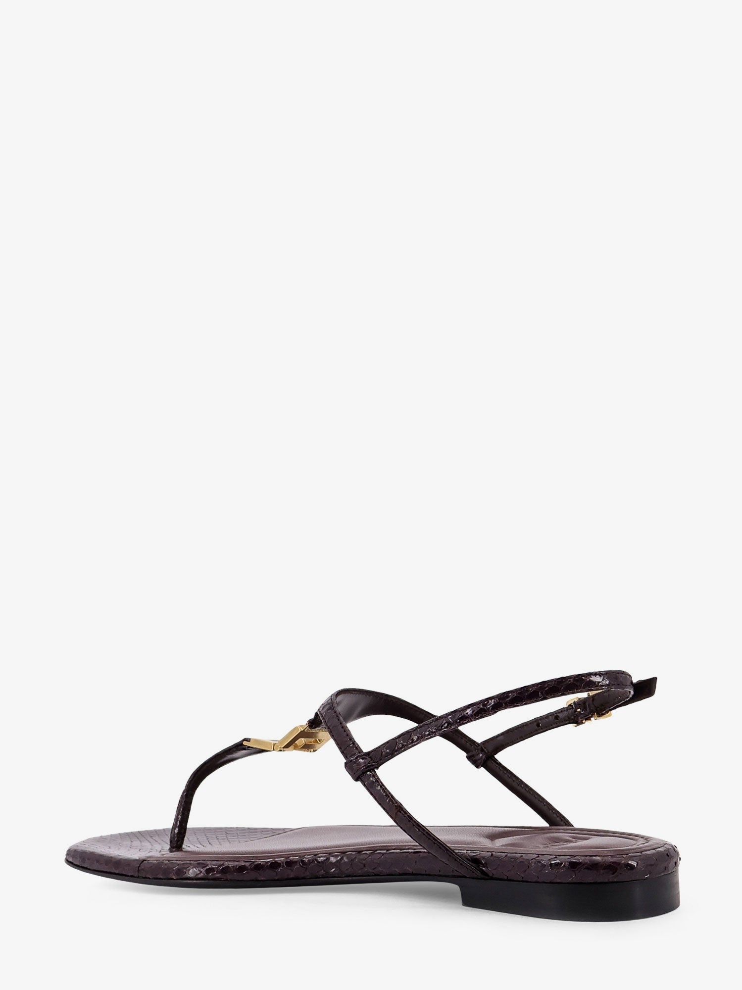 Fold leather sandals with reptile effect