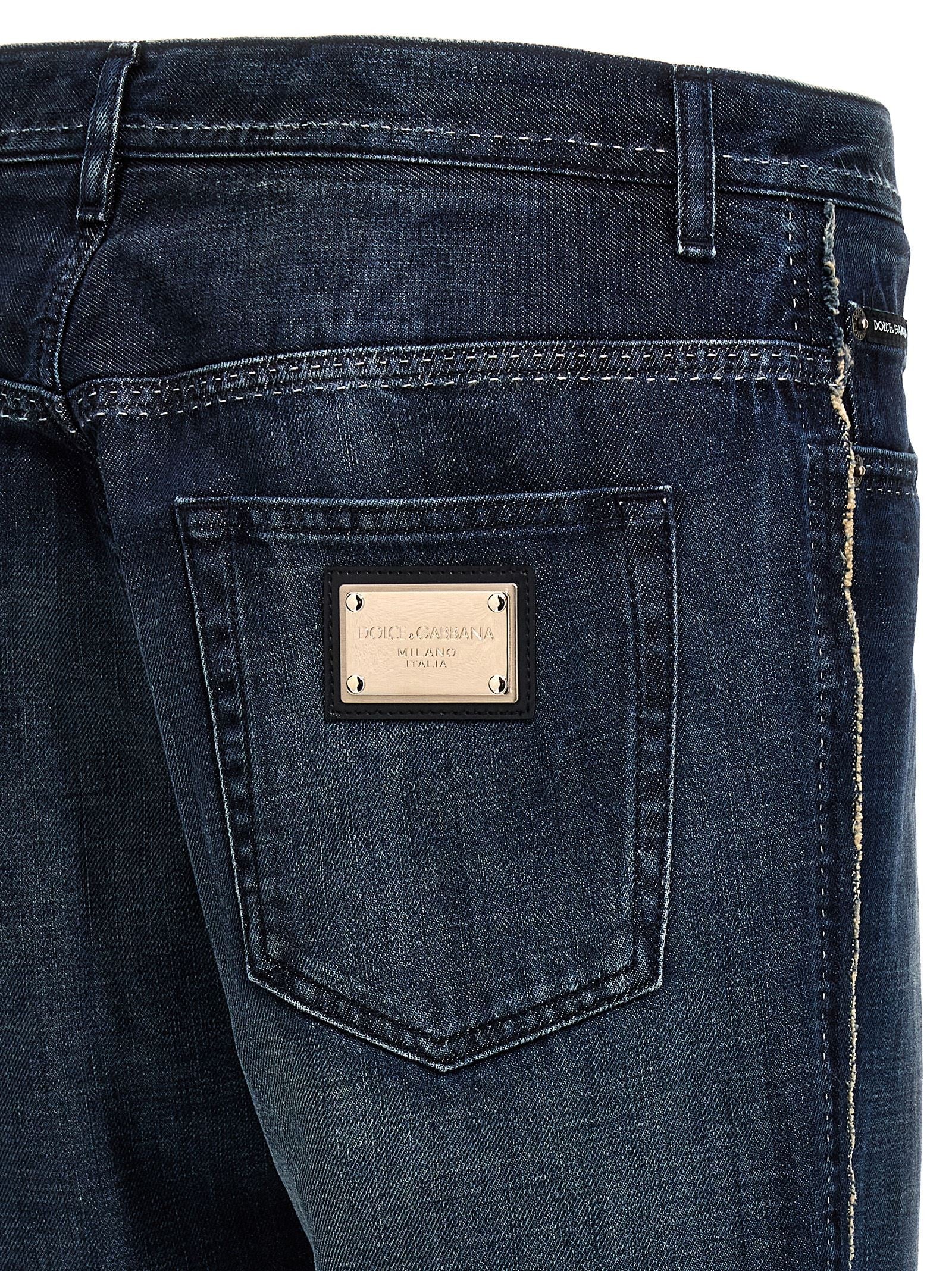 Dolce & Gabbana - Fringed stitching jeans