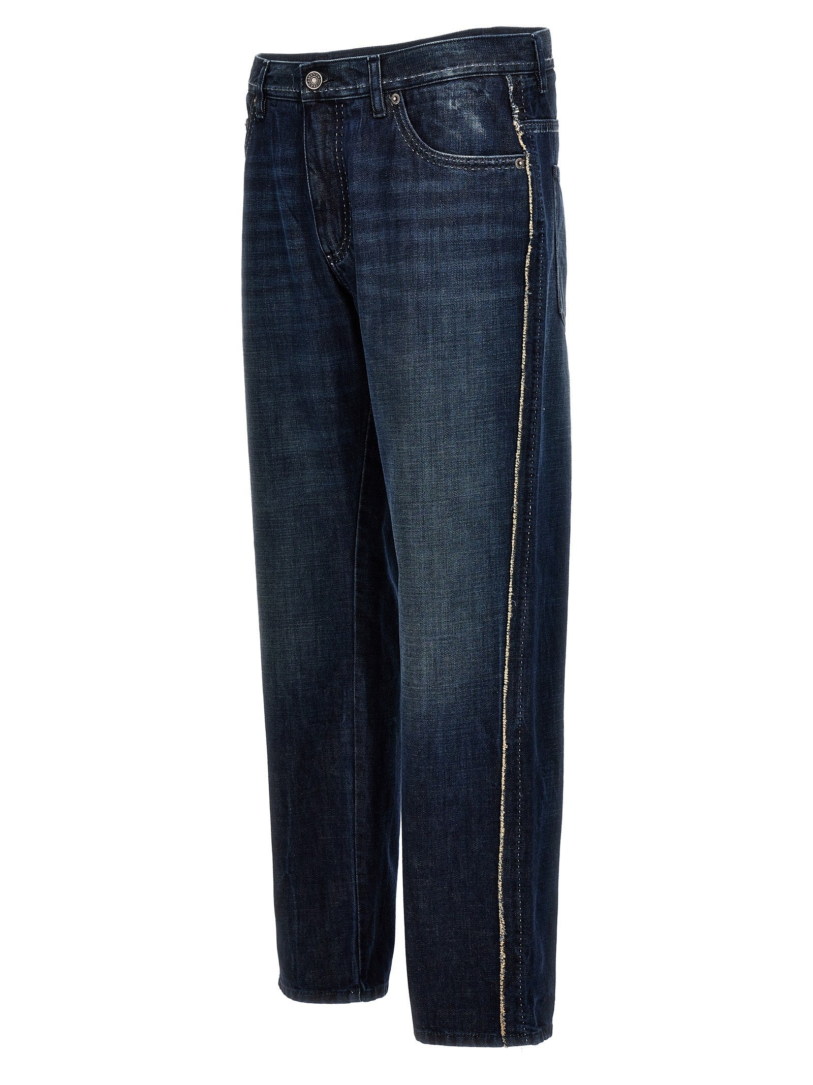 Dolce & Gabbana - Fringed stitching jeans