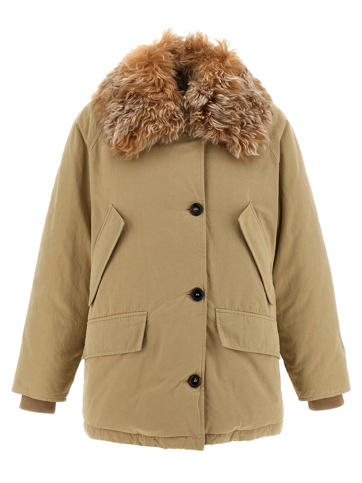 PRADA - Fur collar jacket beige 38 IT