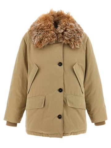 PRADA - Fur collar jacket beige 38 IT
