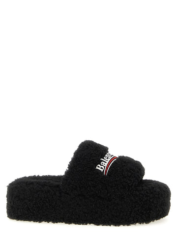 Balenciaga - 'Furry Platform' slides
