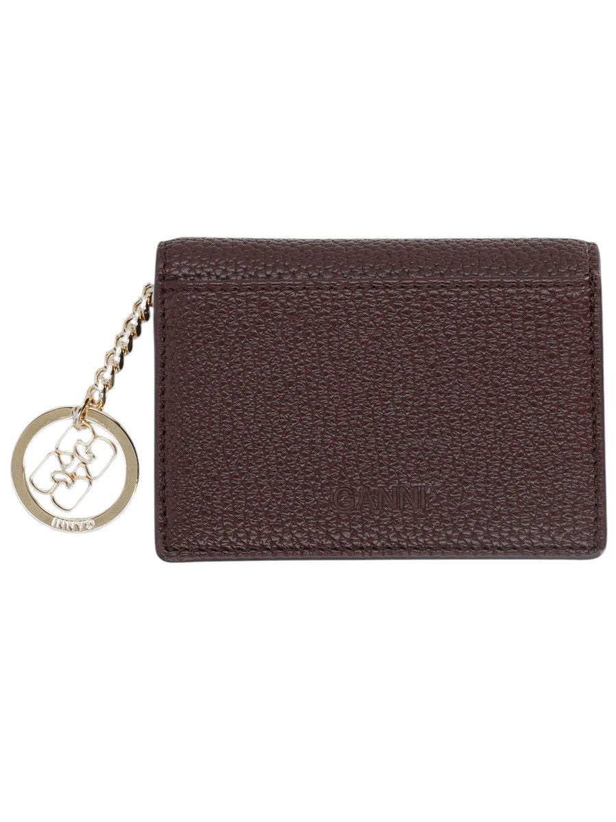 GANNI - Logo Card Holder - Brown ganni-logo-card-holder-burgundy-back-jpg