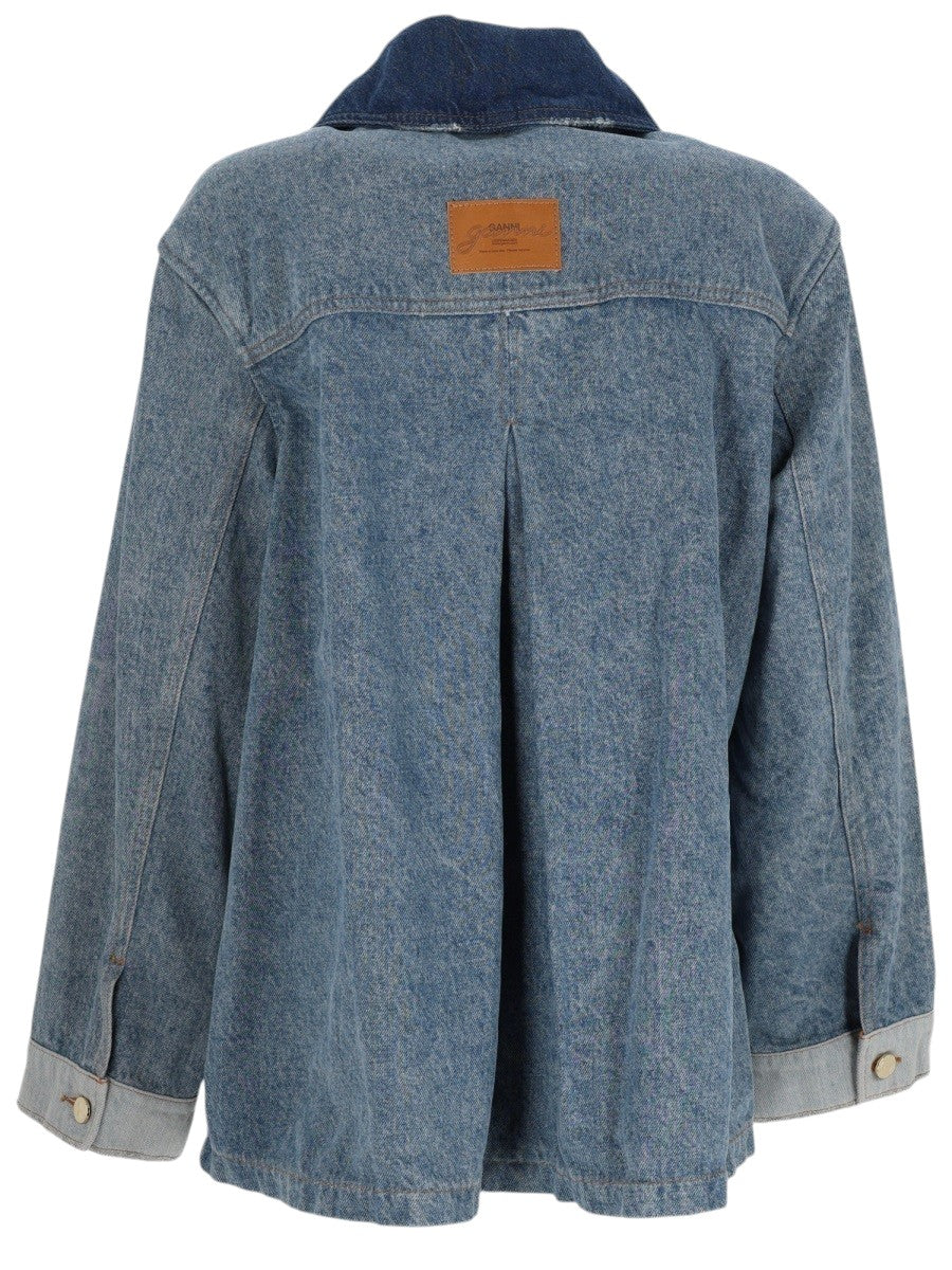 GANNI - Patchwork Denim Jacket - Blue ganni-patchwork-denim-jacket-blue-front-jpg