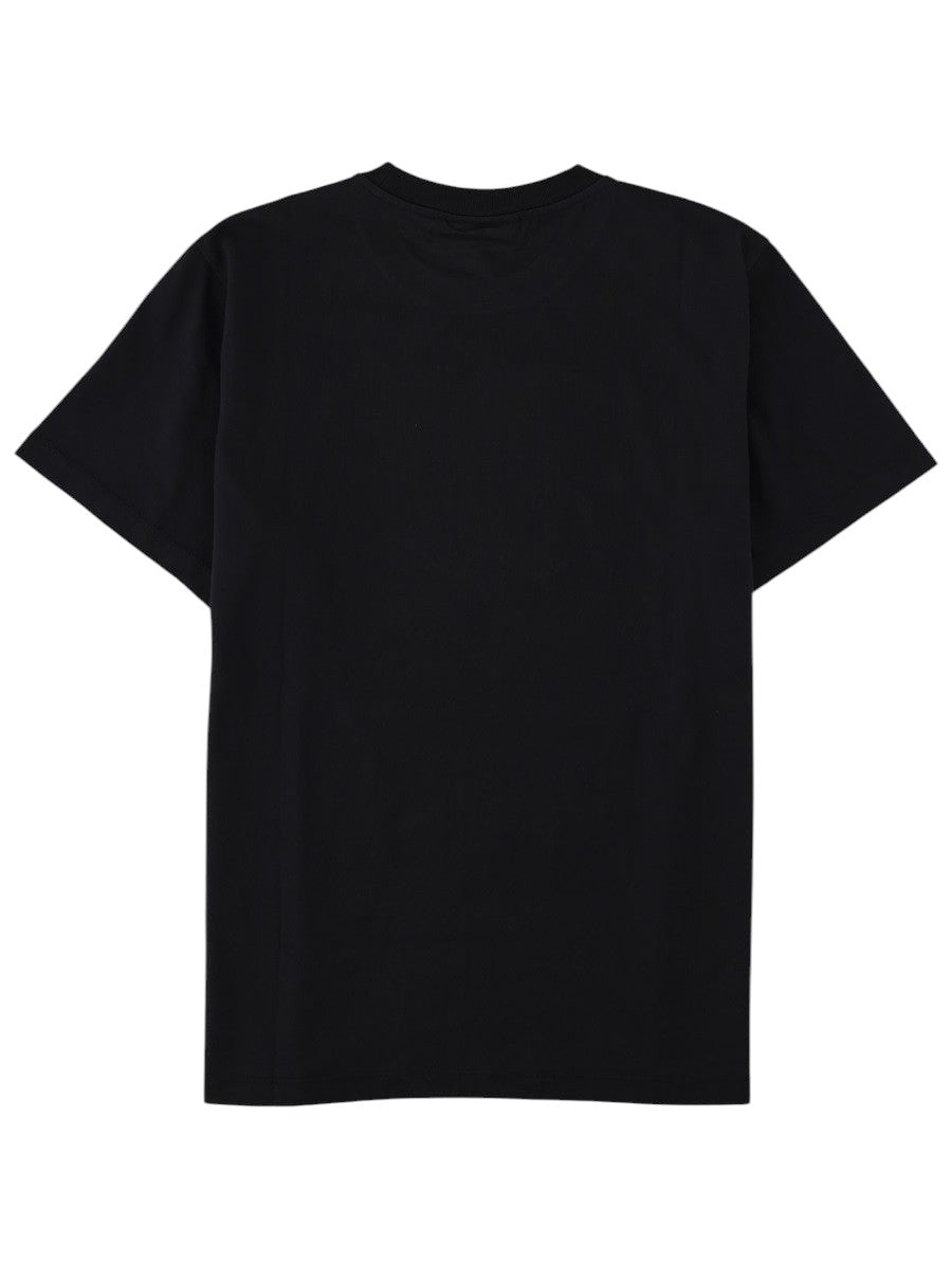 Back view of GANNI black cotton T-shirt with clean short-sleeve silhouette