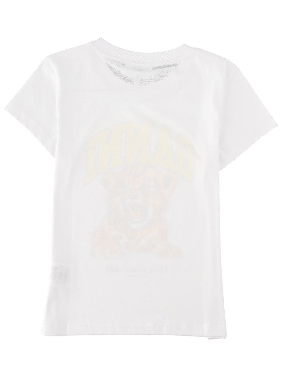 Back view of the GANNI Tiger Graphic T-Shirt in white organic cotton with a classic crew neck and short sleeves.