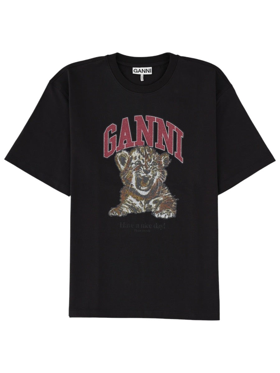 GANNI - Tiger Print T-Shirt - Black ganni-tiger-print-t-shirt-black-front-jpg