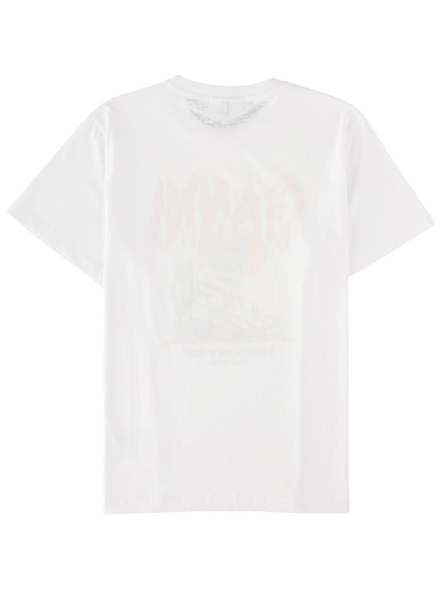 GANNI - Western Zebra Boot T-Shirt - White ganni-western-zebra-boot-t-shirt-white-front-jpg