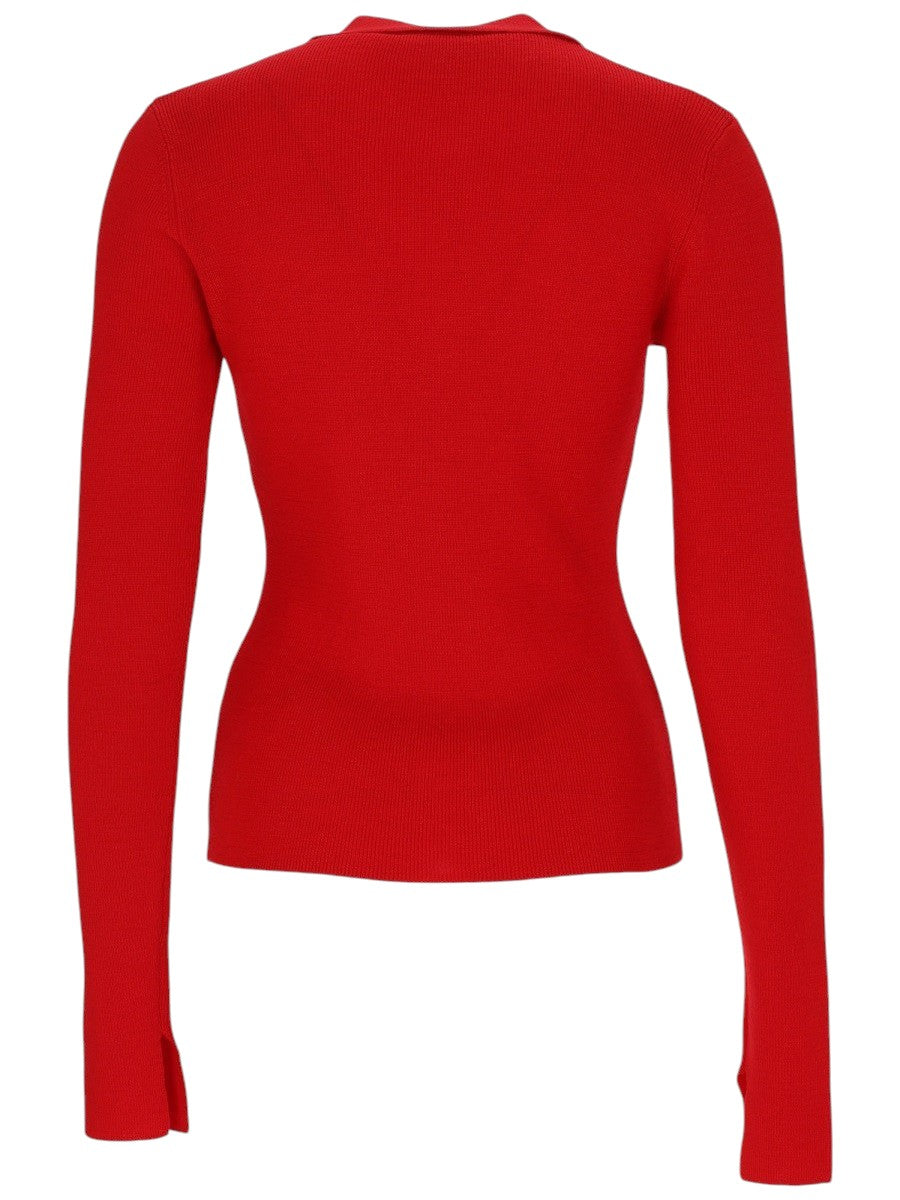 GANNI - Wool Knit Polo - Red ganni-wool-knit-polo-red-back-jpg