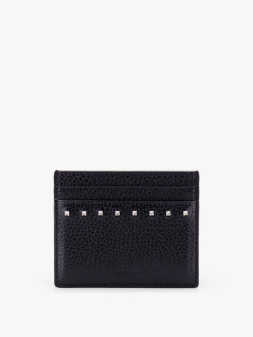 GARNET CALFSKIN "ROCKSTUD" CARD HOLDER