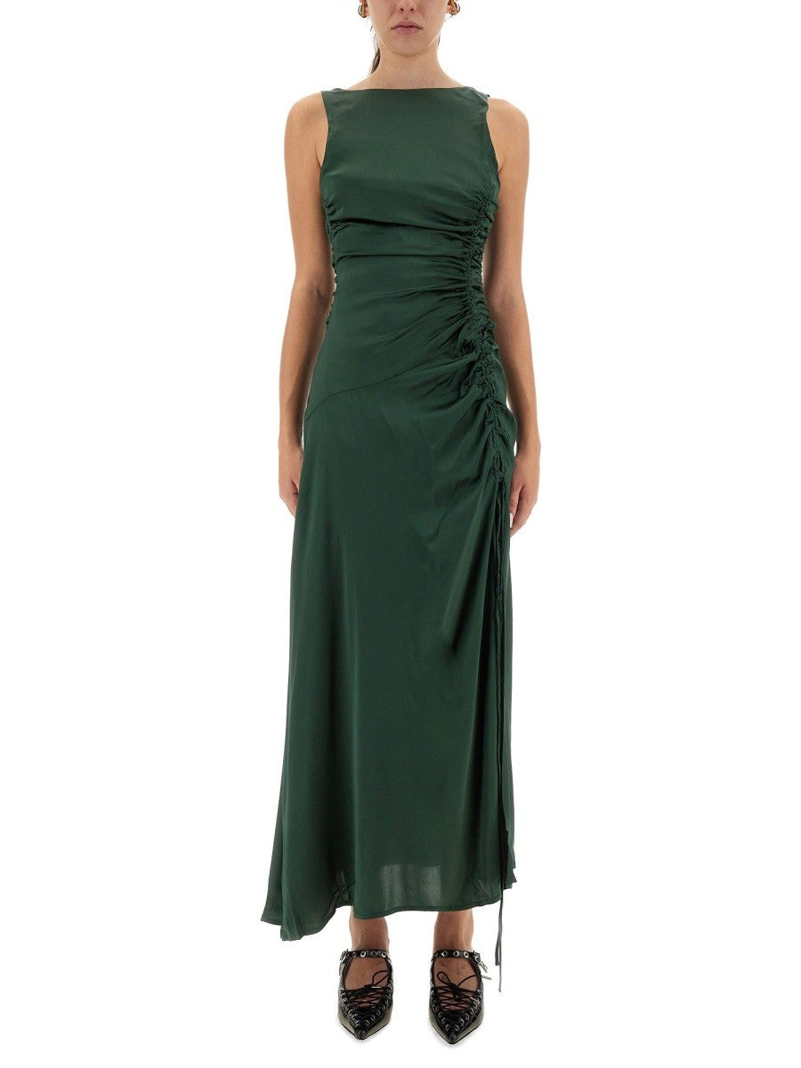 GANNI GANNI - GATHERED SATIN DRESS