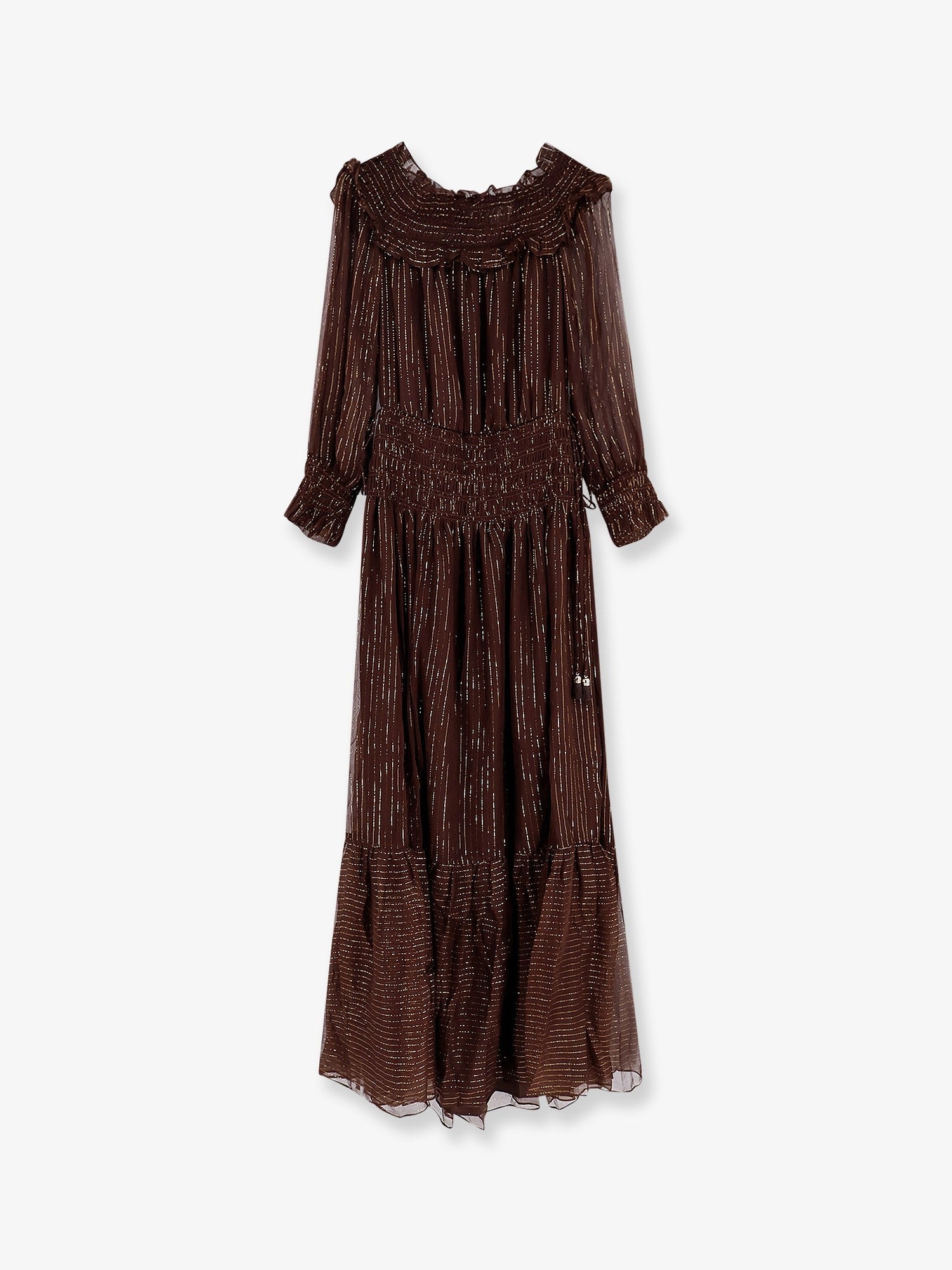 Georgette long dress with lurex detail georgette-long-dress-with-lurex-detail