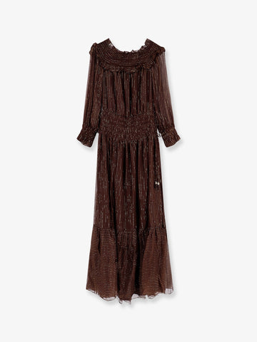 Georgette long dress with lurex detail georgette-long-dress-with-lurex-detail