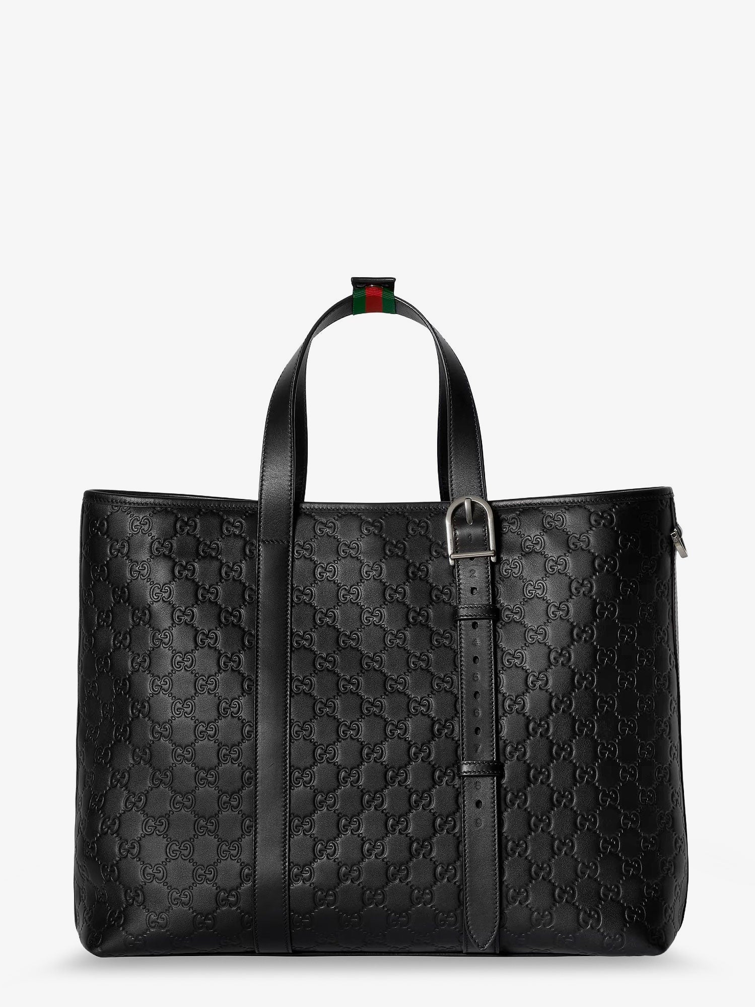 GG Emblem  leather shopping bag with embossed GG motif