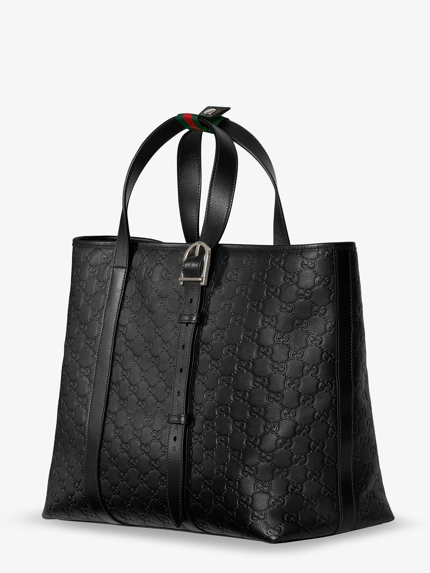 GG Emblem  leather shopping bag with embossed GG motif