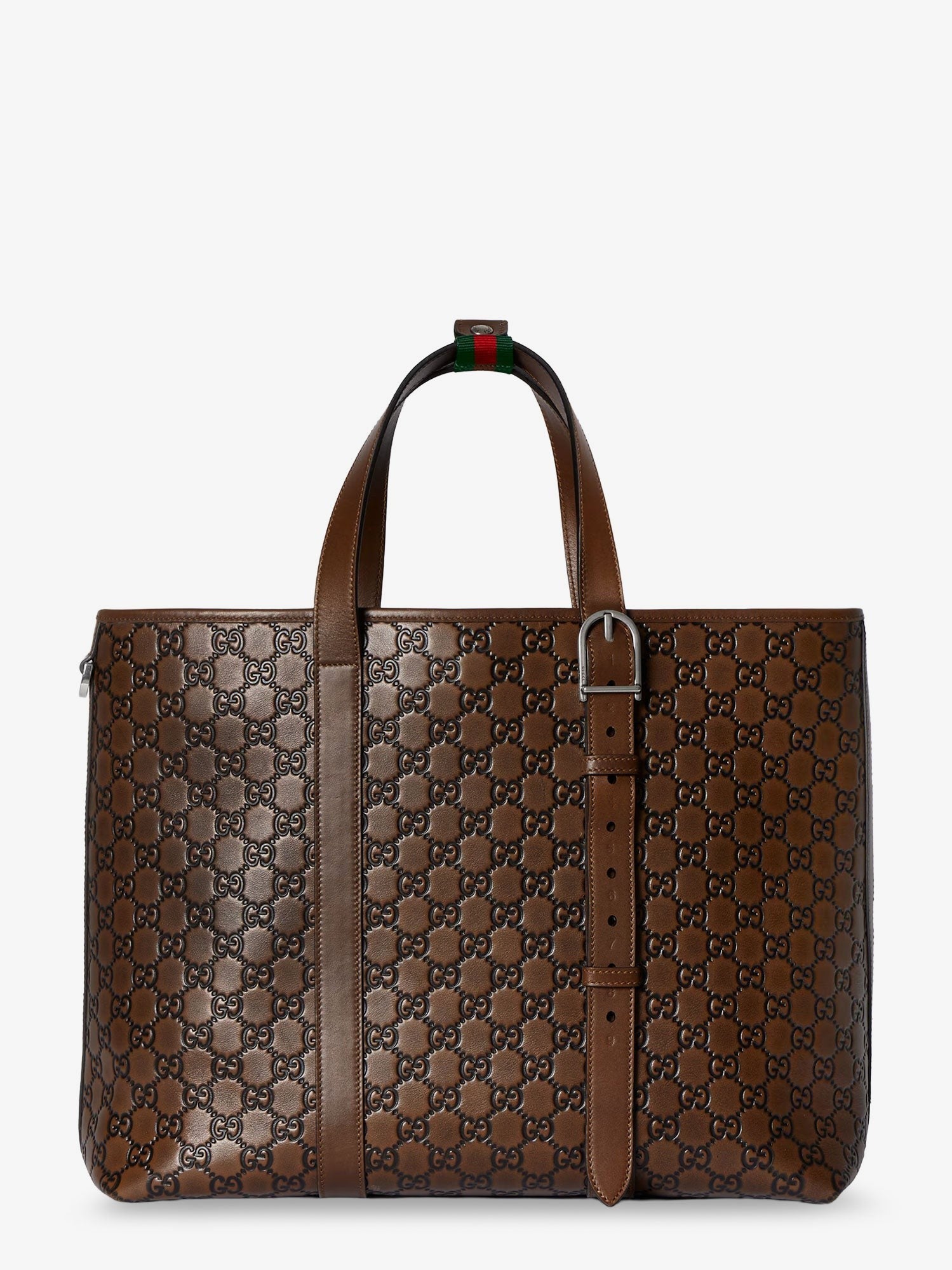 GG Emblem leather shopping bag