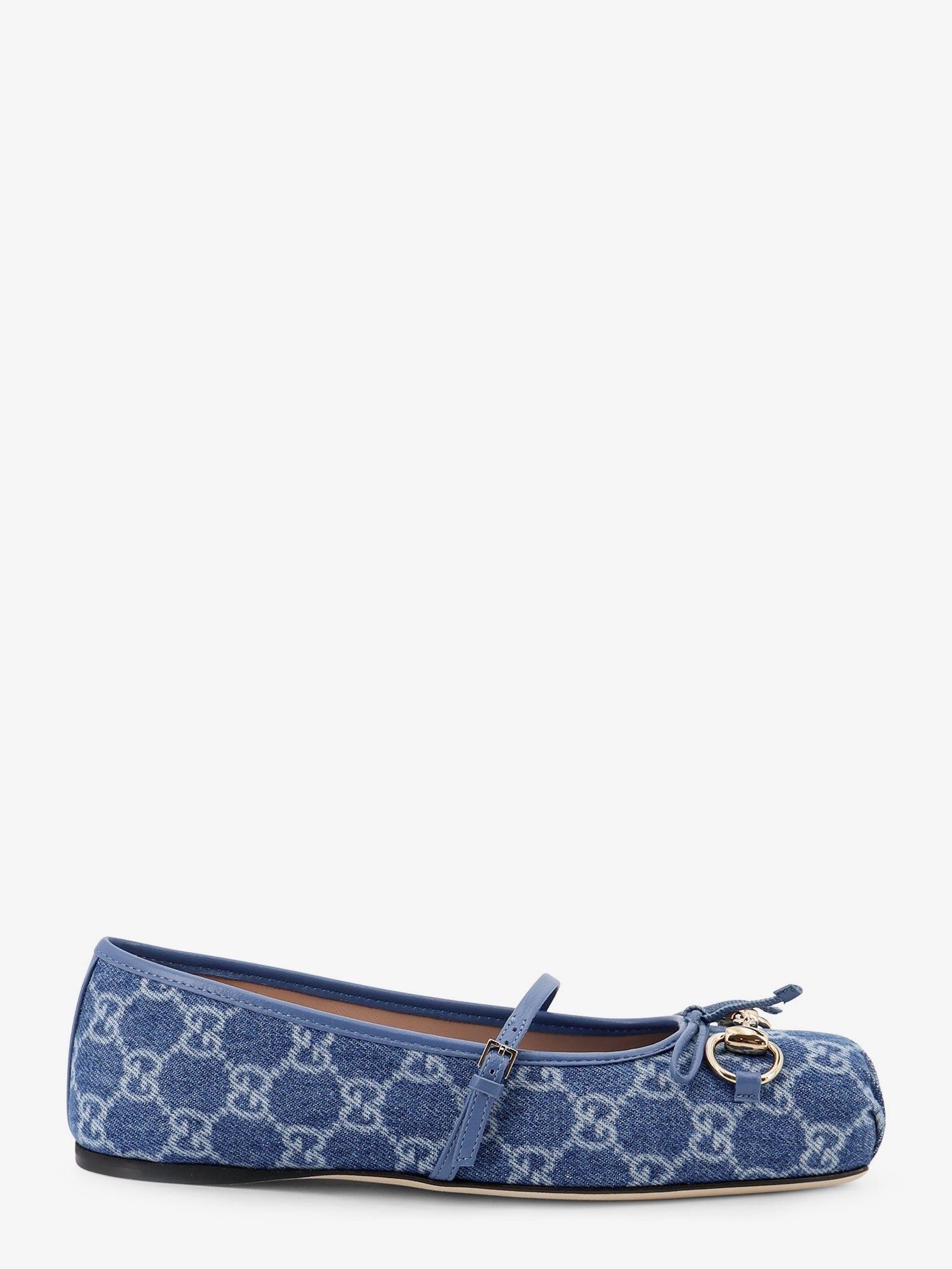 Gucci GG fabric ballet flat with metal Horsebit