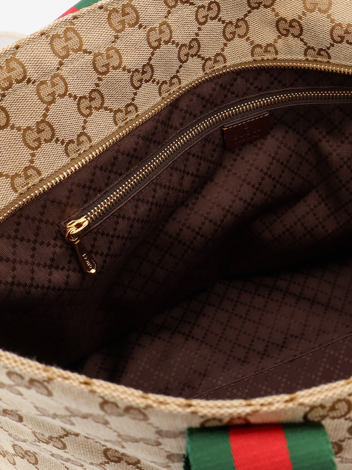 Gucci Gucci - GG fabric shopping bag with Nastro Web handles