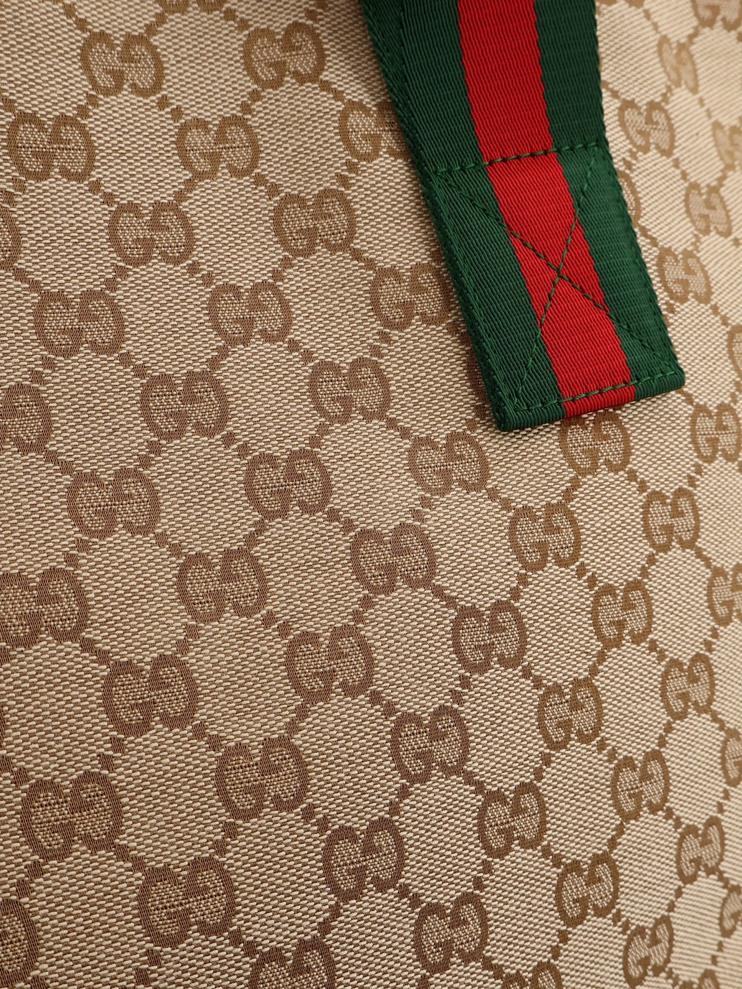 Gucci Gucci - GG fabric shopping bag with Nastro Web handles