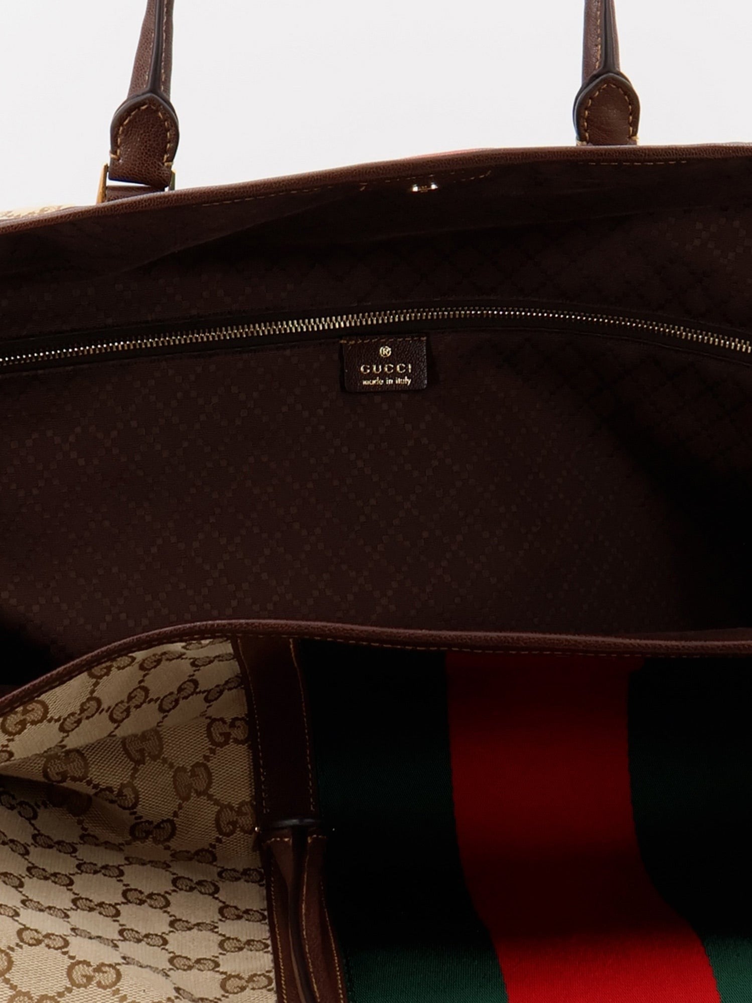 Gucci Gucci - GG fabric travel bag with Web detail on the front