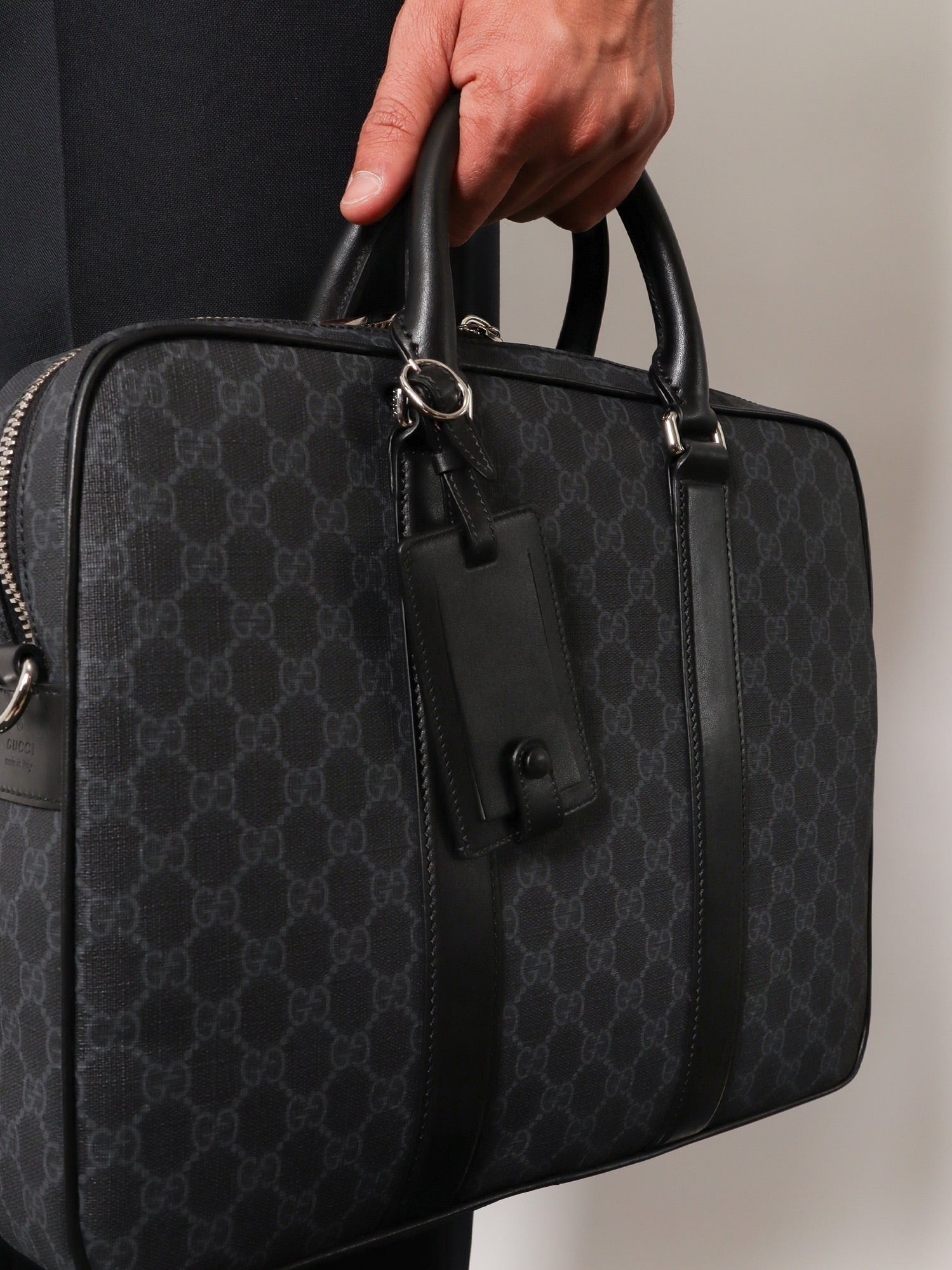 Gucci Gucci - GG Supreme fabric and leather briefcase