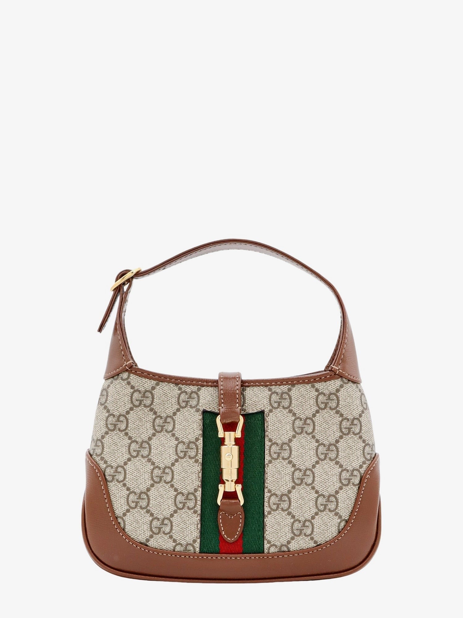 Gg supreme fabric and leather shoulder bag with iconic web band