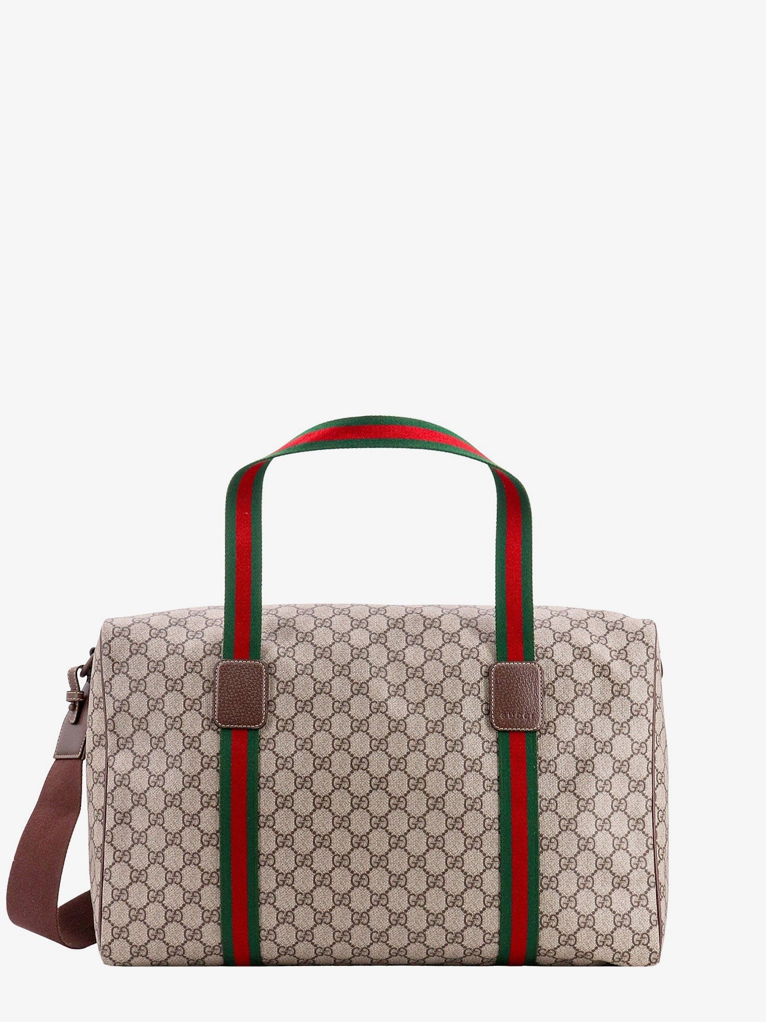 GG Supreme Fabric and leather travel bag with Web detail