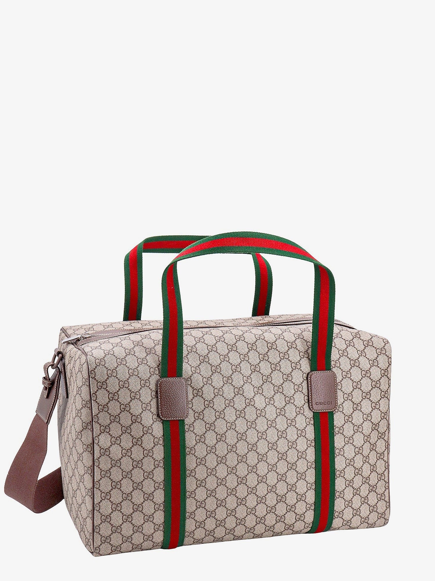 GG Supreme Fabric and leather travel bag with Web detail